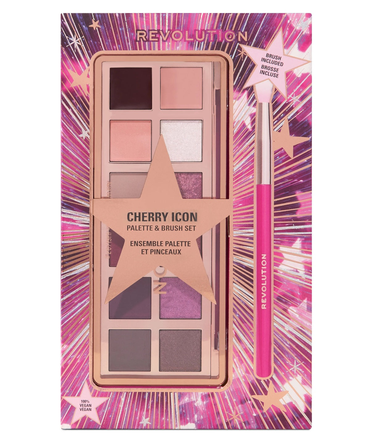 Revolution - Conjunto de presente com paleta de sombras e pincel Cherry Icon