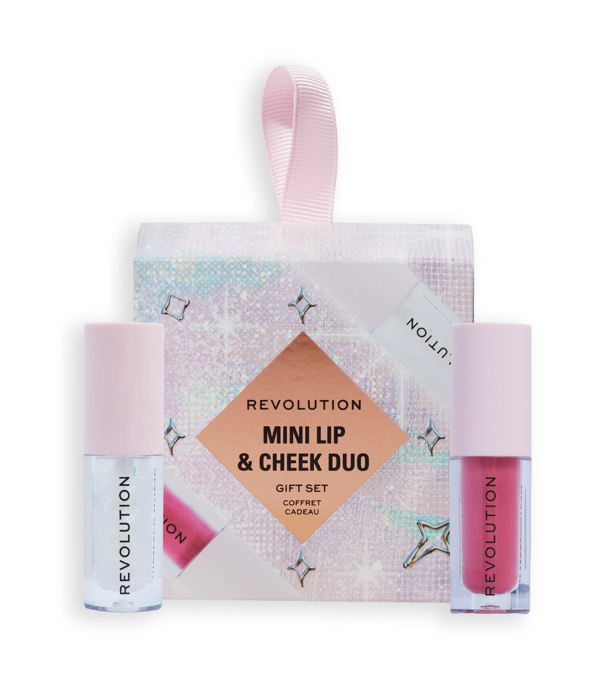 Revolution - Conjunto Mini Lip & Cheek Duo - Mini Blush Bomb Cream Blusher Cute Pink Mini Pout Bomb Clear Shimmer
