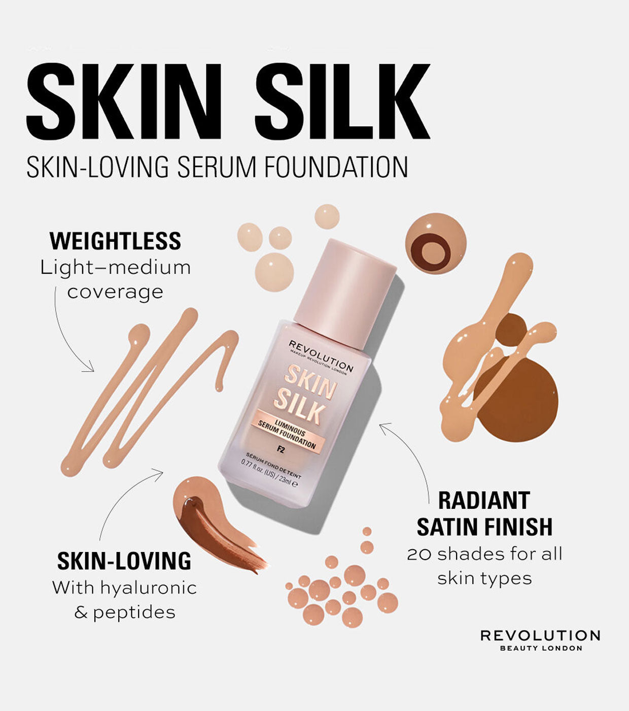 Revolution - Base de maquiagem Skin Silk Serum Foundation - F12.5