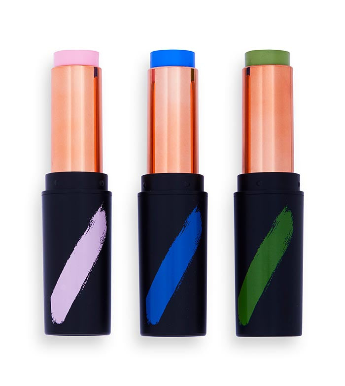 Revolution - *Creator* - Bastões de Maquiagem Artísticos Fast Base Paint Sticks - Rosa, Azul e Verde