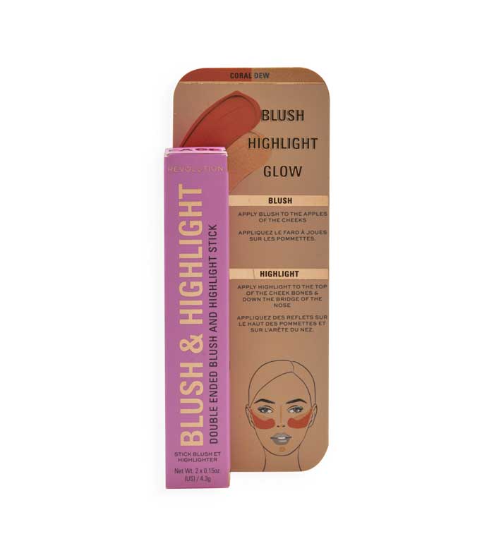 Revolution - Blush and Highlighter Stick Duo - Coral Dew