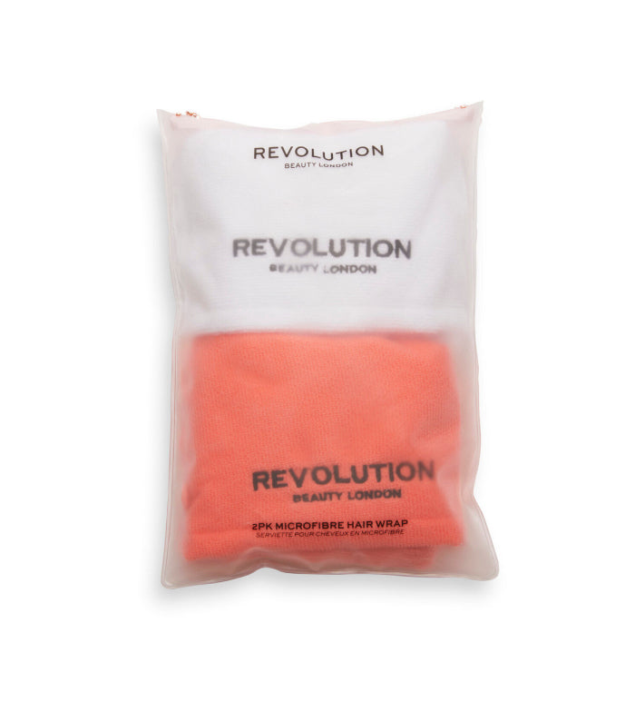 Revolution Haircare - Pacote de toalha de microfibra para cabelo - Branco e Coral