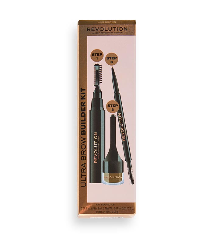 Revolution - Kit de sobrancelha Ultra Brow Builder - Ash Brown