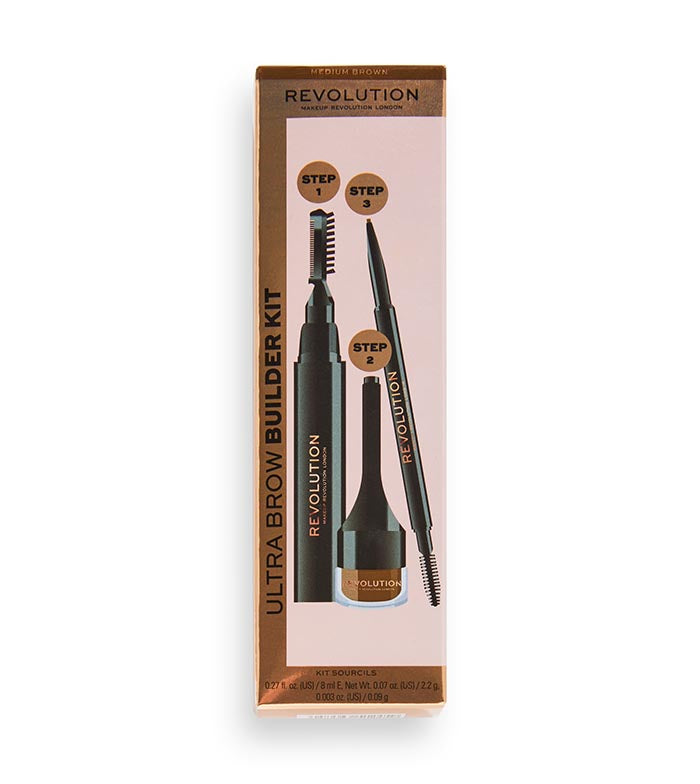 Revolution - Kit de sobrancelha Ultra Brow Builder - Medium Brown