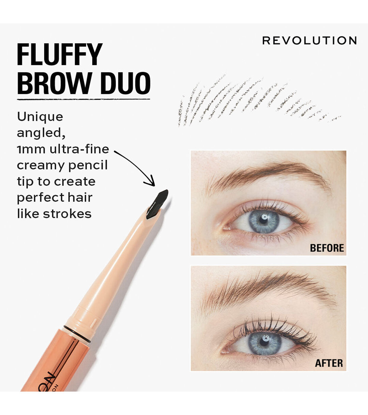 Revolution - Lápis de sobrancelha Fluffy Brow Filter Duo - Medium Brown