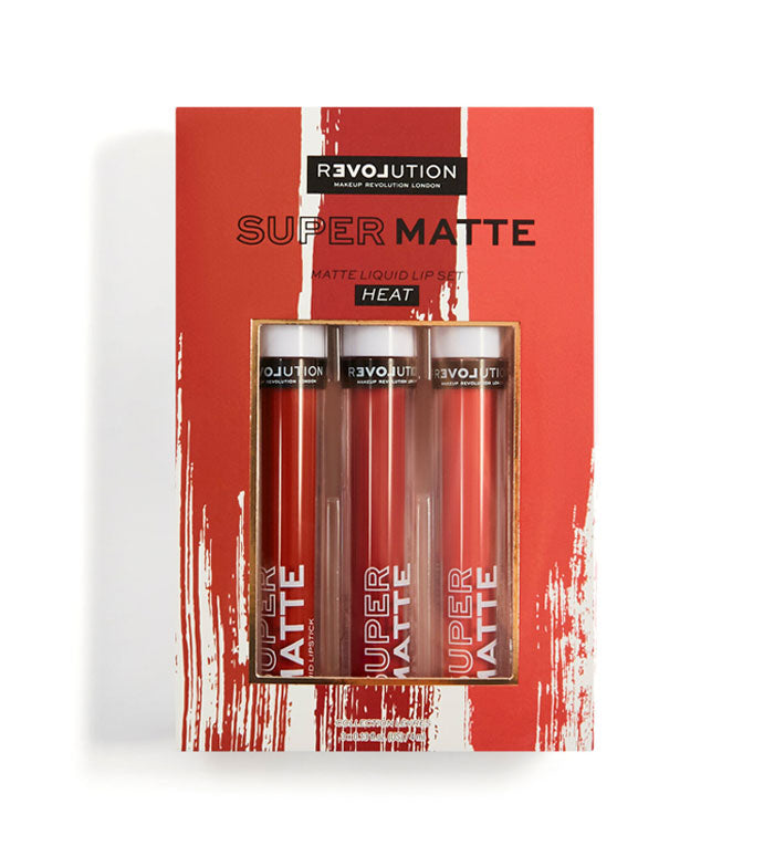 Revolution Relove - Conjunto de 3 batons líquidos Super Matte - Heat