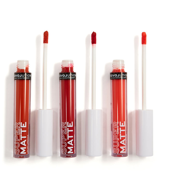 Revolution Relove - Conjunto de 3 batons líquidos Super Matte - Heat
