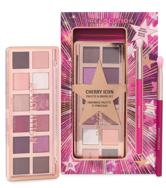 Revolution - Conjunto de presente com paleta de sombras e pincel Cherry Icon