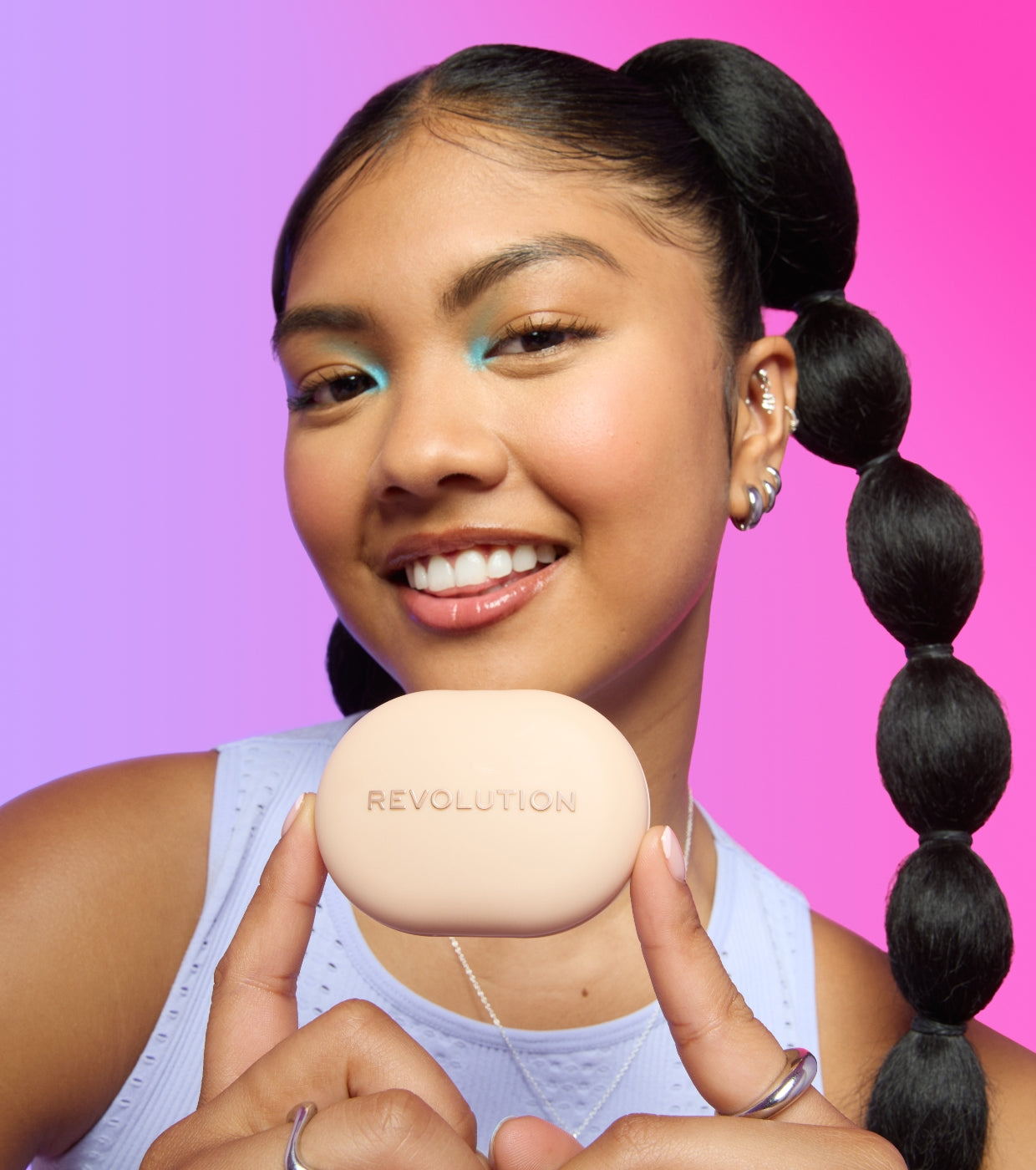 Makeup Revolution - Pó compacto   adesivo para celular Powder Pops - Peach