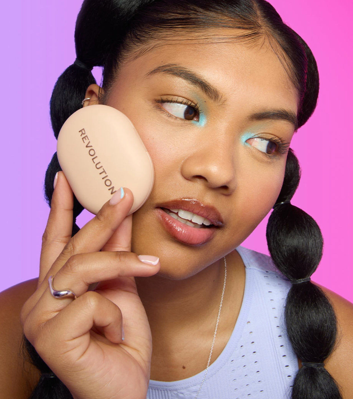 Makeup Revolution - Pó compacto   adesivo para celular Powder Pops - Peach