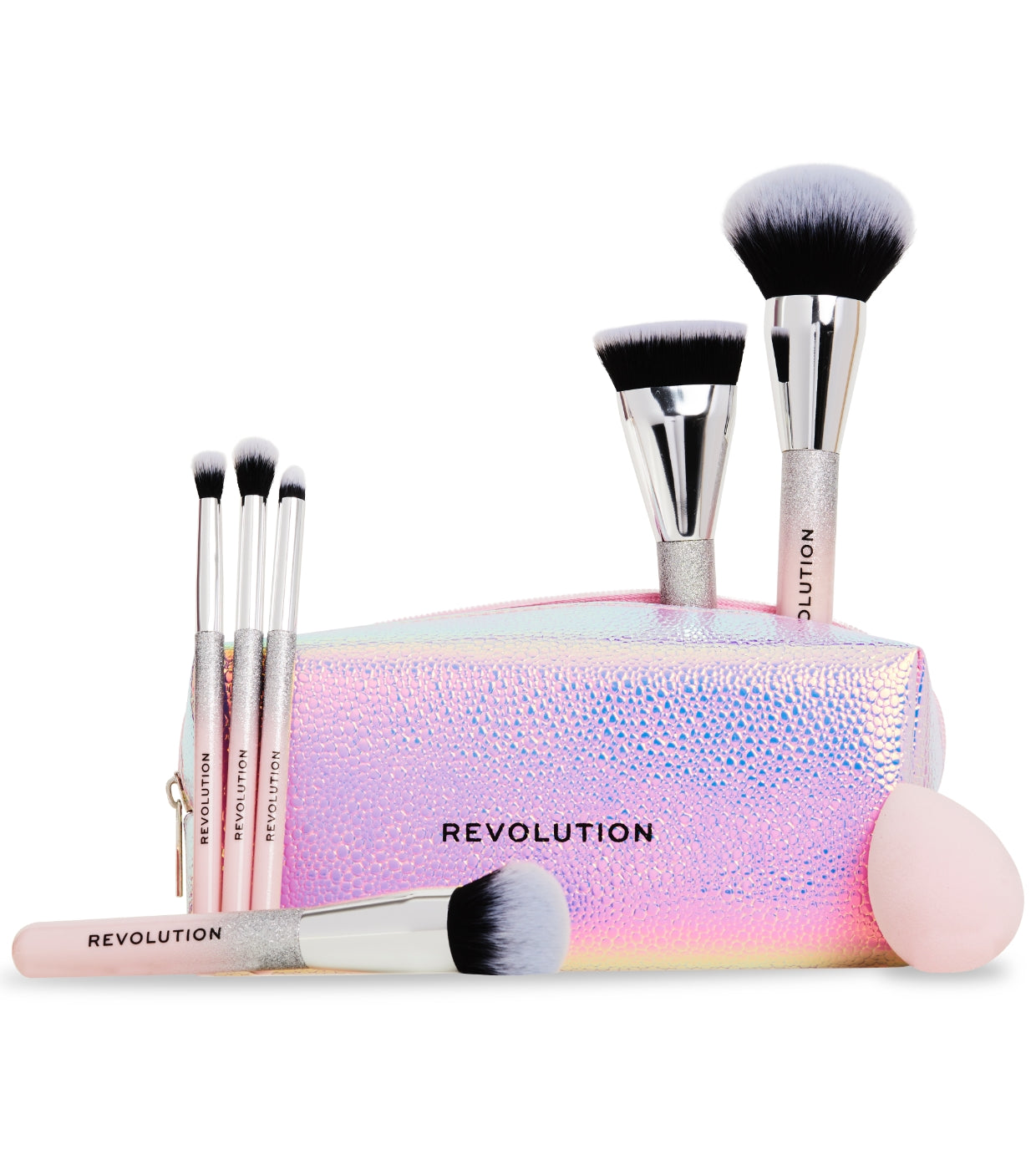 Revolution - Conjunto de bolsa de cosméticos com pincéis de maquiagem Glam Up Brush Set