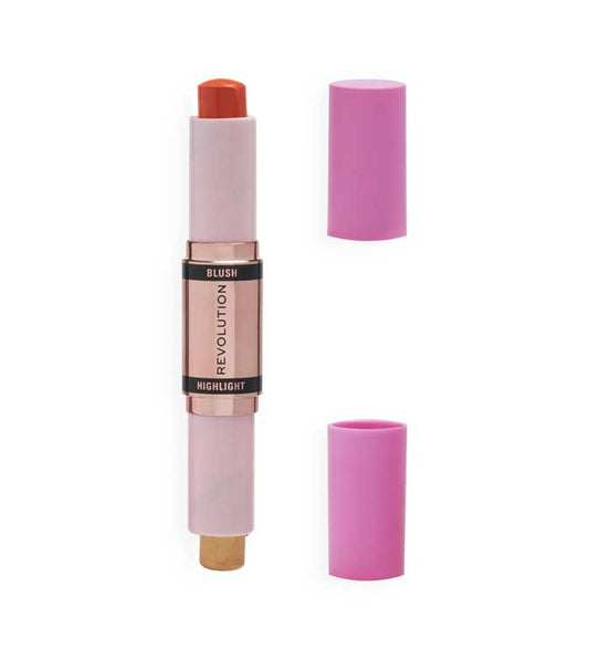 Revolution - Blush and Highlighter Stick Duo - Coral Dew
