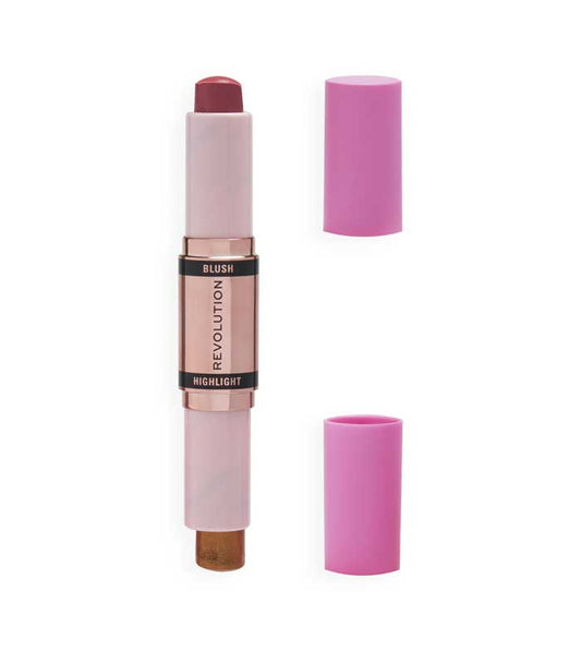 Revolution - Blush and Highlighter Stick Duo - Flushing Pink