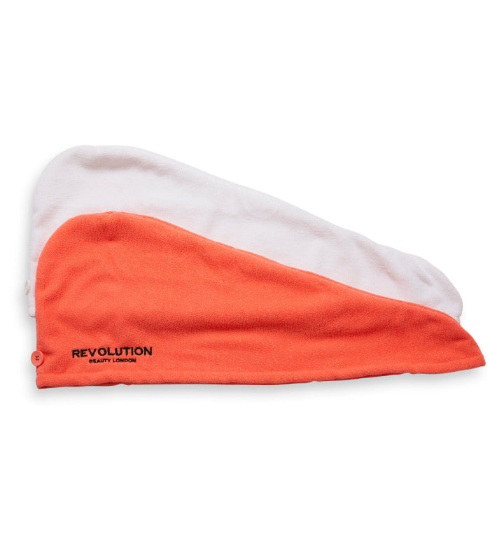 Revolution Haircare - Pacote de toalha de microfibra para cabelo - Branco e Coral
