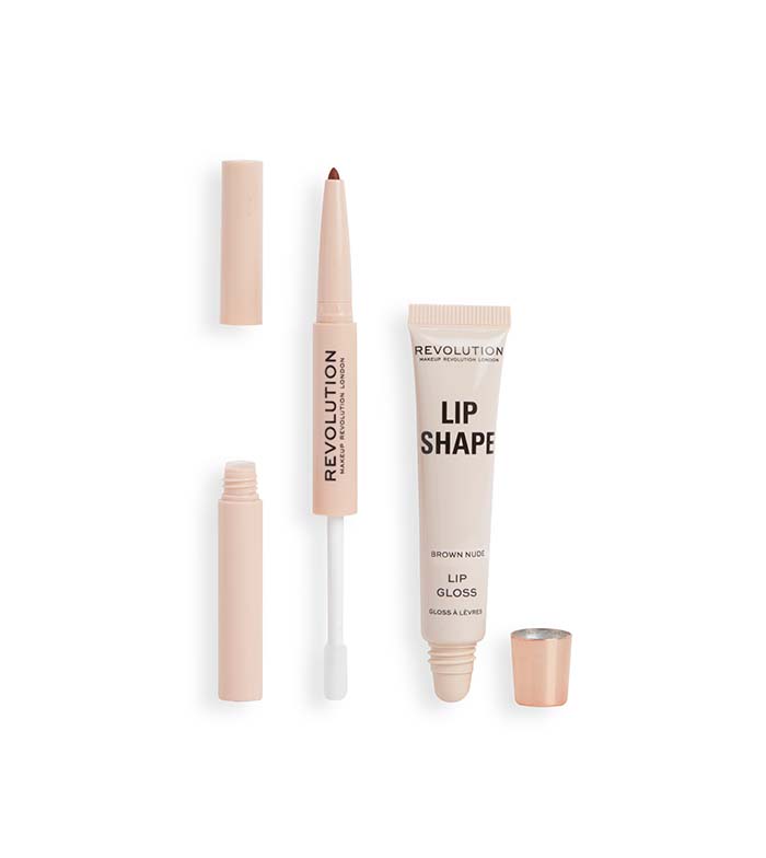 Revolution - Lip Shape Lip Set - Brown Nude