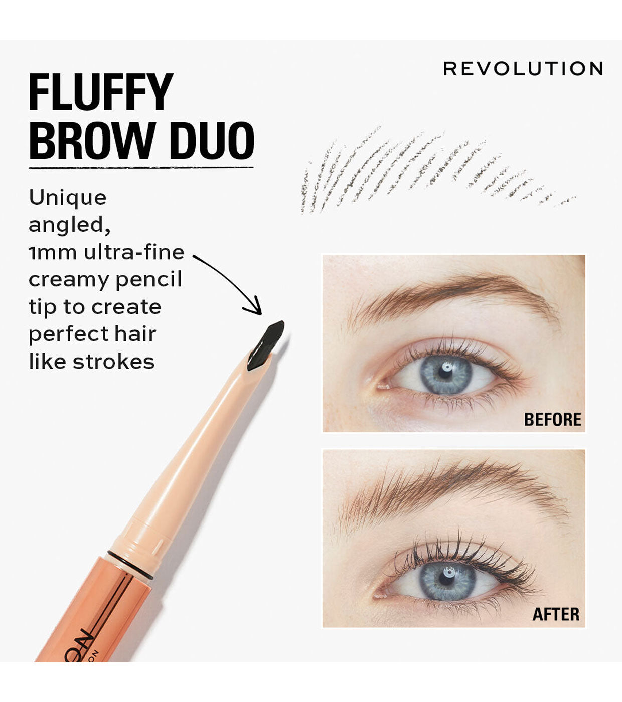 Revolution - Lápis de sobrancelha Fluffy Brow Filter Duo - Ash Brown
