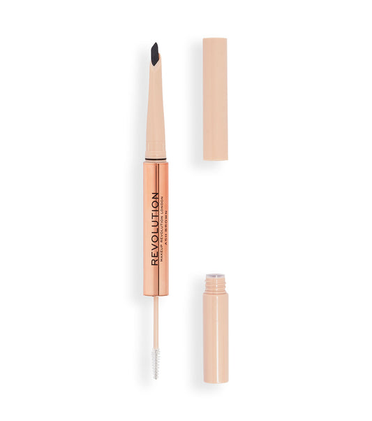Revolution - Lápis de sobrancelha Fluffy Brow Filter Duo - Dark Brown