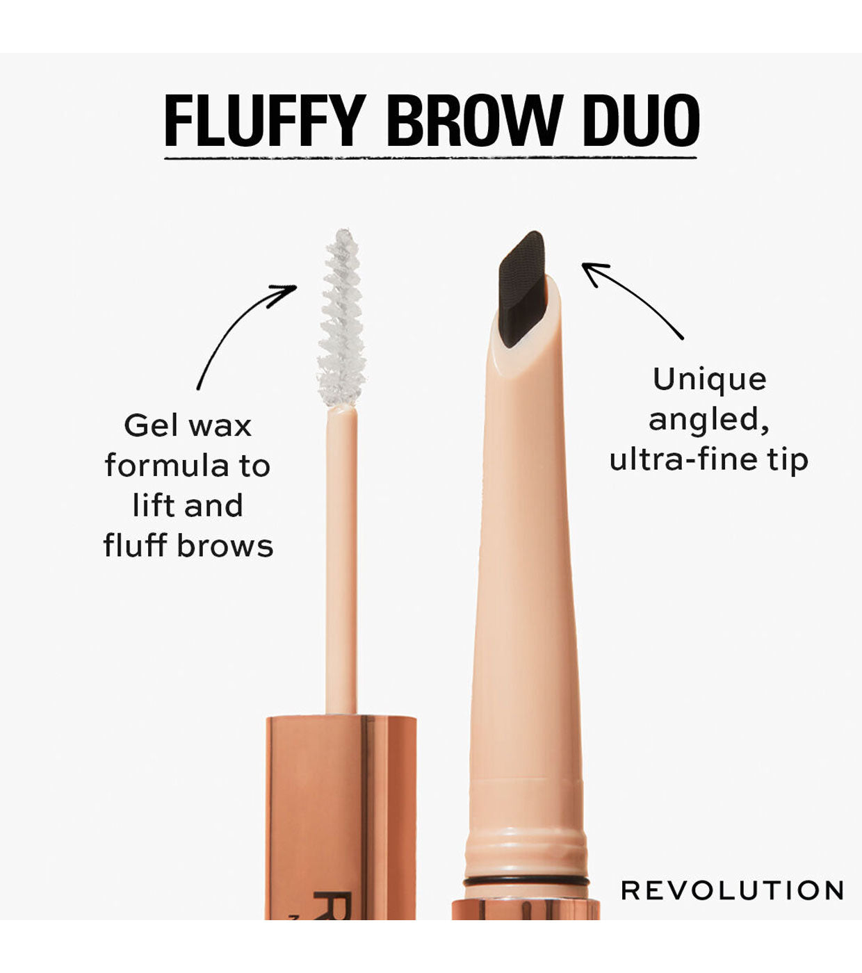 Revolution - Lápis de sobrancelha Fluffy Brow Filter Duo - Medium Brown