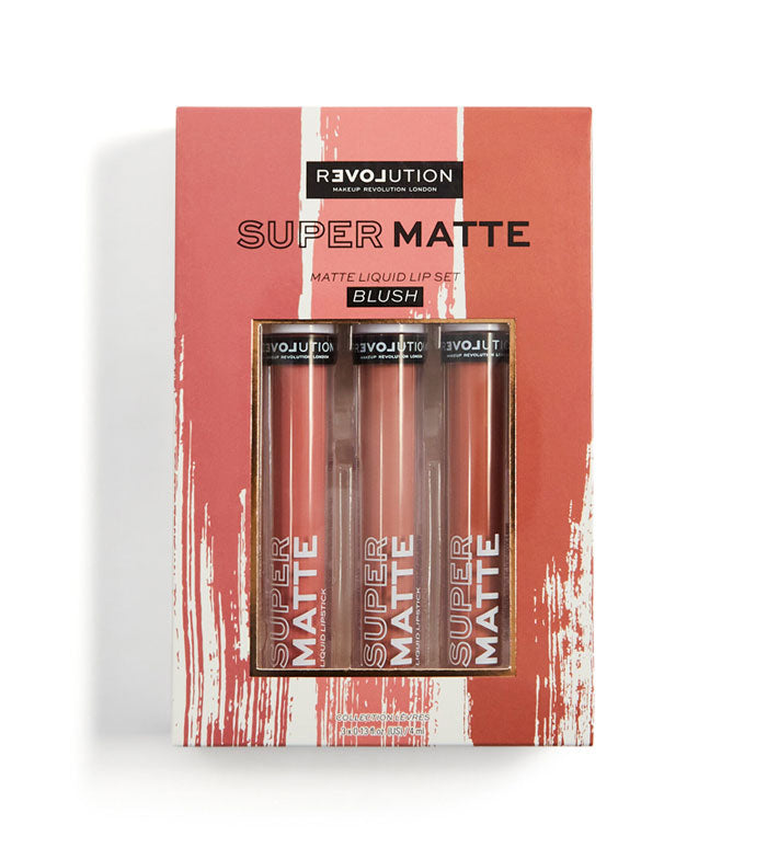 Revolution Relove - Conjunto de 3 batons líquidos Super Matte - Blush