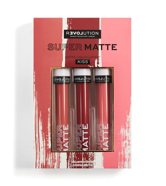 Revolution Relove - Conjunto de 3 batons líquidos Super Matte - Kiss