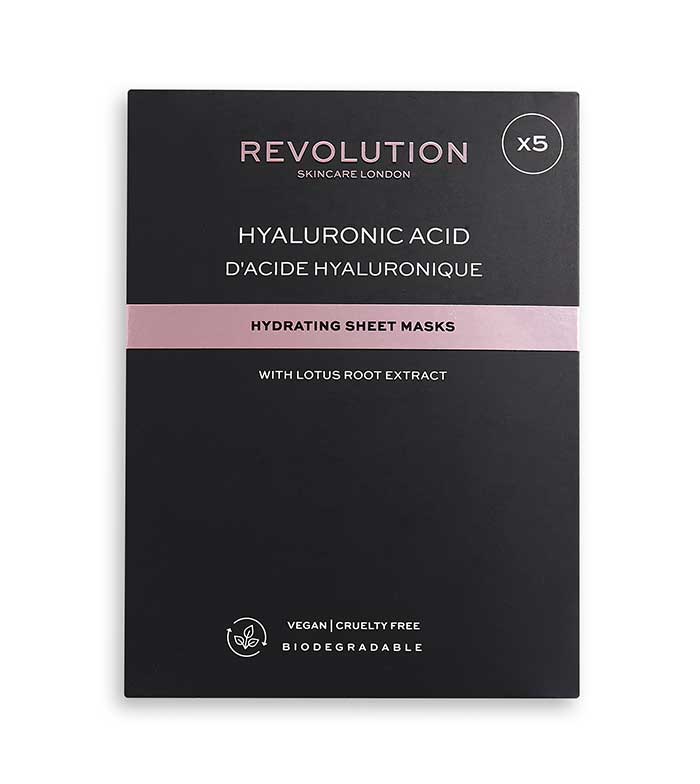 Revolution Skincare - Pacote de 5 máscaras hidratantes com ácido hialurônico